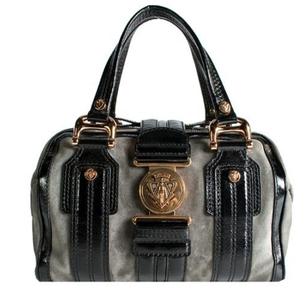 EUC GUCCI Suede Aviatrix Boston Satchel Handbag